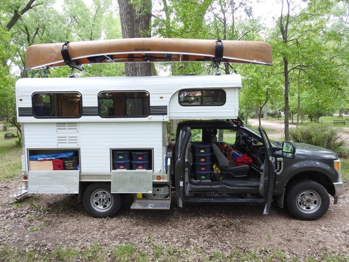 Camper showing storage, Johnson Lake SRA, NE